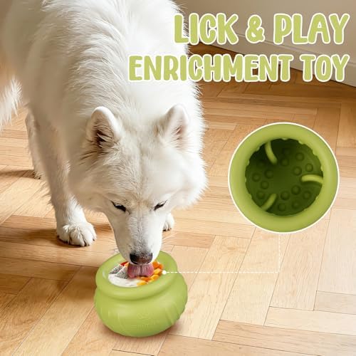 Wobbly Dog Enrichment Lick Toy, Stuffable Frozen Lick Bowl to Keep Dogs Busy, Long-Lasting Interactive Treat Dispensing Dog Toy, Silicone Fetch Catch Chew Toy(Green,L) - Image 5
