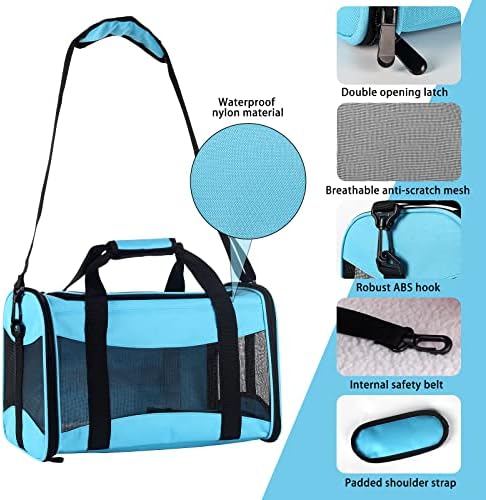 Cat Carrying Case - Pet Carrier Airline Approved, Protable and Breathable Pet Travel Carrier Removable Fleece Pad, Collapsible Cat Carrier Dog Carrier for Medium Cats Small Cats Dogs(X-Large, Blue) - Image 4