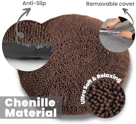 Muddy Mat® Cloud K-9 Bed for Dogs & Cats, Soft & Relaxing Donut Dog Bed, Chenille Material, Removable Cover, Washable & Dryer Safe–Brown Small(25'x25') - Image 2