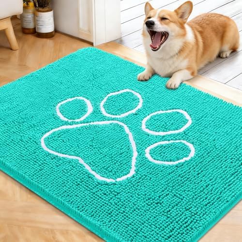 OLANLY Dog Door Mat for Muddy Paws 40x32, Paw Print Design Chenille Mud Mat by OLANLY