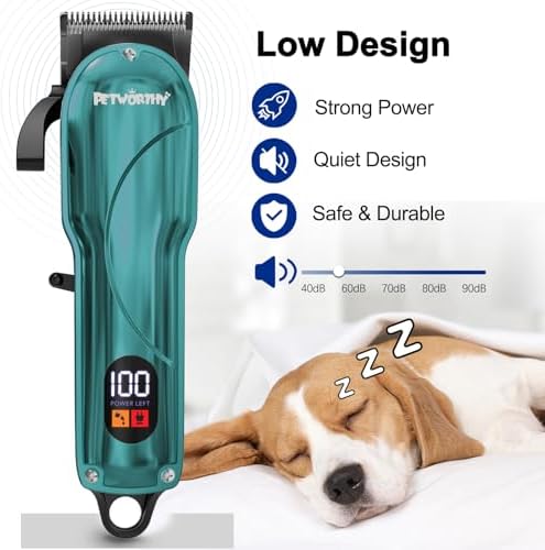 Quiet Dog Grooming Kit - 2000mAh Dog Clippers for Grooming Dog Grooming Clippers for Heavy Thick Hair Coats Waterproof Rechargeable Cordless Clippers Safe and Easy to Clean Home Pet Grooming - Image 5
