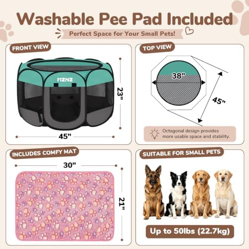 Dog Cat Small Animal Puppy Playpen Crate with 2 Blankets, Large, Blue - Image 2