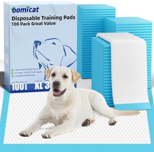 Puppy Pads XL 100 Count, Dog Pee Pads Extra Large, 34"x28" Pee Pads for Dogs, X-Large Disposable Dog Training Pads Super Absorbent&Leak-Proof, Crate Potty Piddle Pads for Doggy, Pet Supplies by OOMICAT
