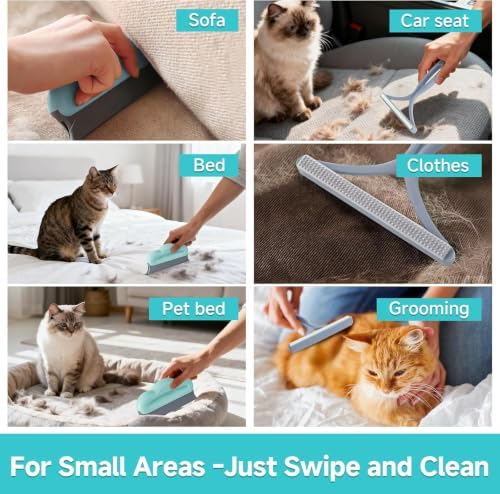 Carpet Rake for Pet Hair Removal Tool,Reusable Pet Hair Remover Broom Blue - Image 5
