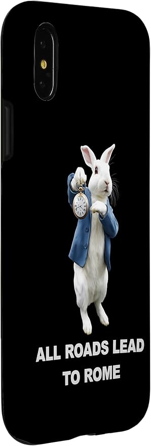 Funny AI Rabbit Meme Tshirt - All Roads Lead to Rome Humor Case for iPhone X/XS - Image 3