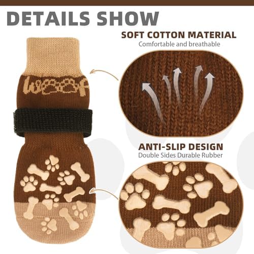KOOLTAIL Dog Socks Shoes for Hot Pavement to Prevent Licking Paws, Winter Dog Boots & Paw Protector for Hardwood Floors Anti Slip,Traction Control Grip Booties for Small Medium Large Senior Dogs, L - Image 3