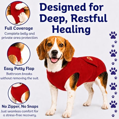 Surgi Snuggly Dog Surgery Recovery Suit, Cone Alternative, Spay/Neuter M - Image 4