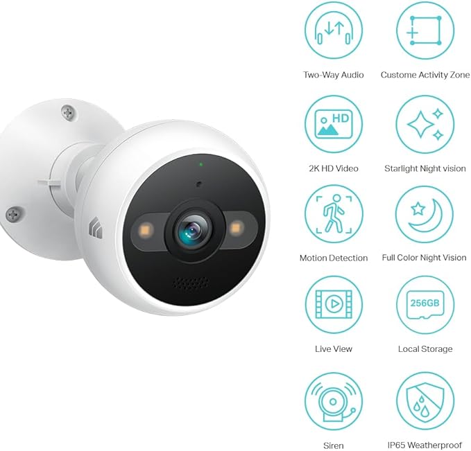 Kasa 2K+ Outdoor Wired Security Camera - Person/Motion Detection, 24/7 Recording, 2-Way Audio, Siren, Starlight Color Night Vision, Subscription-Free Local Storage or Optional Cloud, KC420WS - Image 2