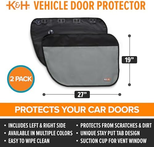 K&H Car Door Protector for Dogs, 2 Pack, 27x19in Gray - Image 4