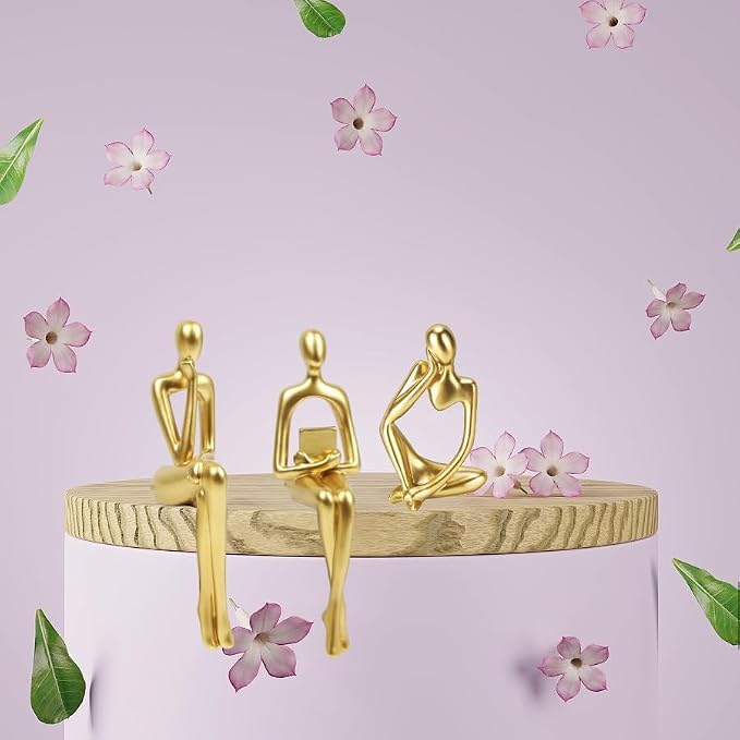 Prettidecor Gold Home Decor Thinker Statue Accents, Set of 3 Thinker Sculptures Office Decor Modern Abstract Resin Decoration on Shelf Table Desk for Living Room Office Bedroom (Small Gold) | Home Decor Accents, Office Decor, Abstract Resin, For Living... - Image 3