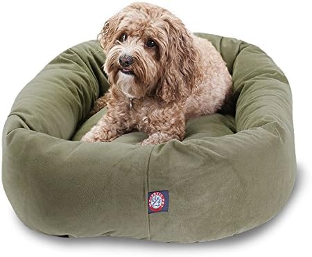 Majestic Pet Suede Calming Dog Bed, 32 Inch Medium, Round, Washable, Sage by MajesticPet