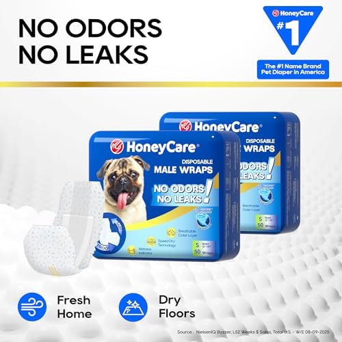 HONEY CARE All-Absorb A26 Male Dog Wrap, 50 Count, Small - Image 6