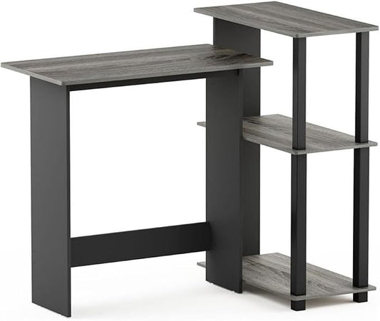 Furinno Abbott Corner Computer Desk with Bookshelf, French Oak Grey/Black by Furinno-FitsYourSpaceFitsYourBudget