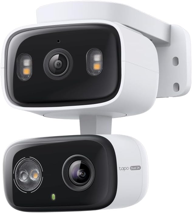 Tapo 2K Indoor/Outdoor Dual Lens Pan/Tilt Wired Security Camera - 125° Wide-Angle View + 6mm Zoom, Motion Track, Person/Vehicle Detection, Local Storage or Optional Cloud, C246D by Unknown