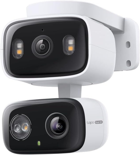 Tapo 2K Indoor/Outdoor Dual Lens Pan/Tilt Wired Security Camera - 125° Wide-Angle View + 6mm Zoom, Motion Track, Person/Vehicle Detection, Local Storage or Optional Cloud, C246D by Unknown