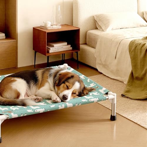 Cute Alpaca Print Elevated Dog Bed - Portable Cooling Pet Cot,M - Image 7