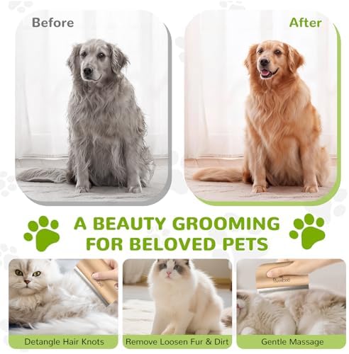 Pawaboo Deshedding Brush for Dogs & Cats – Wooden Grooming Comb for Long Hair, Ergonomic 4-Inch Dog Hair Removal Brush with Hangable Design, Wood - Image 5