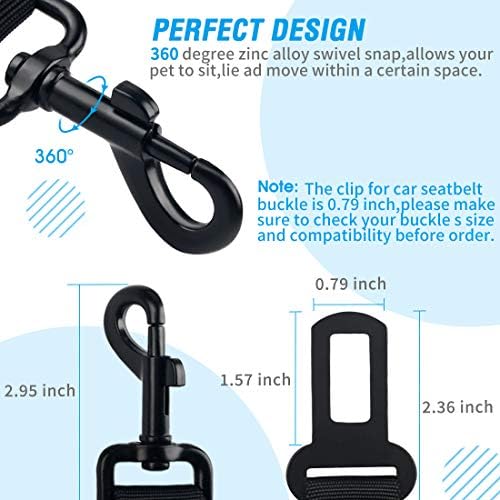 COOYOO Dog Seat Belt,3 Piece Set Retractable Dog Car Harness Adjustable for Vehicle Nylon Pet Safety Heavy Duty & Elastic - Image 5