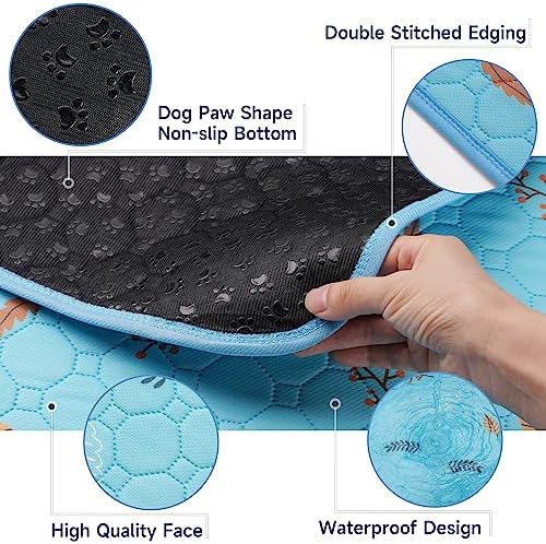 Sunheir Washable Pee Pads for Dogs Extra Large 36" x 48" 2-Pack Reusable Puppy Pads Pet Training Pads, Whelping Pad, Non-Slip Protects Against Urine Leakage (Leaves - Sky Blue, 36x48) - Image 2