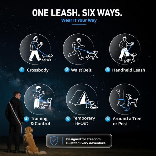Hands Free Dog Leash,Galaxy Reflective,Crossbody Dog Leash,Blue - Image 4