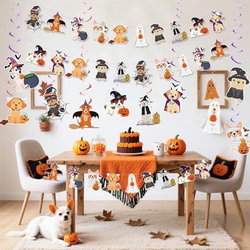 Halloween Ghost and Dog Party Banner, Indoor Decorations for Home and Classroom, Puppy Design - Image 4
