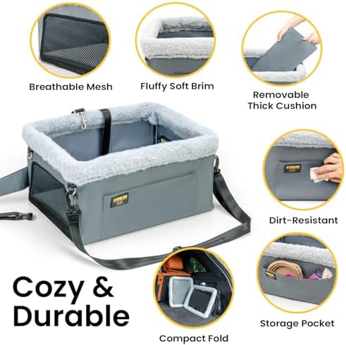 Conlun Elevated Pet Car Seat with Cooling Mat, Travel Booster for Small Dog - Image 5