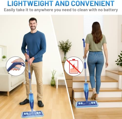 Microfiber Hardwood Floor Mop - Spray Mop with 4 Washable Pads - Image 6
