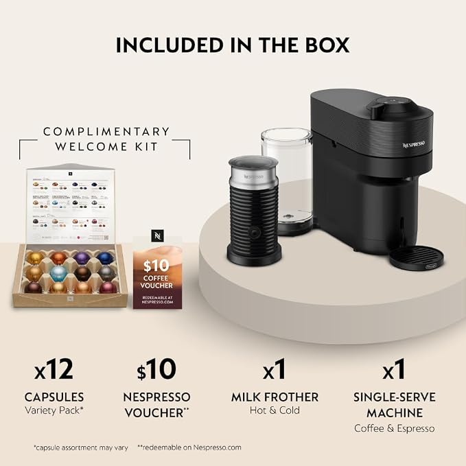 Nespresso Vertuo Pop+ Coffee Machine with Milk Frother, Liquorice Black | Coffee and espresso maker by De'Longhi with compact design. Aeroccino3 frother bundle for hot or cold foam drinks at home. - Image 3