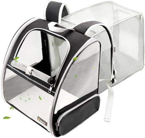 Texsens Innovative Traveler Bubble Backpack Pet Carriers for Cats and Dogs (Expandable-Black) by TEXSENS