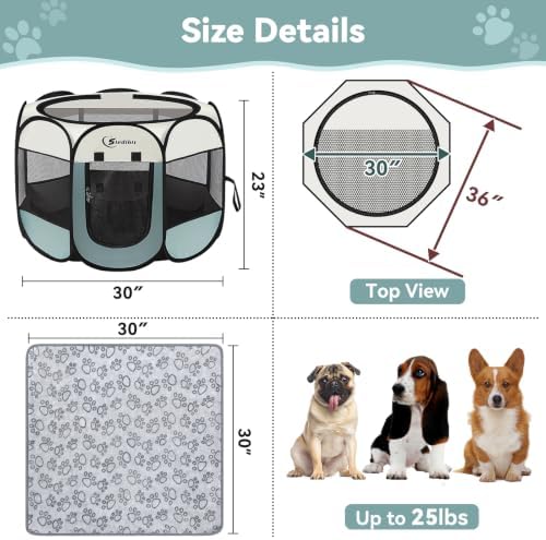 Sieidihit Dog Cat Playpen Tent Crate Cage with Blanket, Medium Grey - Image 2