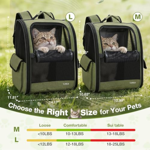 Lekereise Dog Carrier Backpack for Small Medium Dogs Cats up to 18 lbs, Breathable Pet Backpack Carrier with 3 Entrances, Collapsible Cat Backpack Carrier, Travel Hiking Puppy Backpack - Image 4