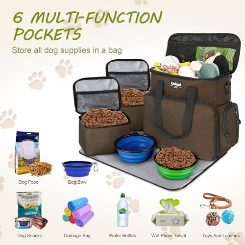 Dog Travel Bag Airline Approved–Pet Travel Tote with Collapsible Bowls,Food Containers & Feeding Mat–Multi-Pocket Organizer for Dogs & Cats, Durable & Water-Resistant for Hiking,Trips,Outdoors - Image 4