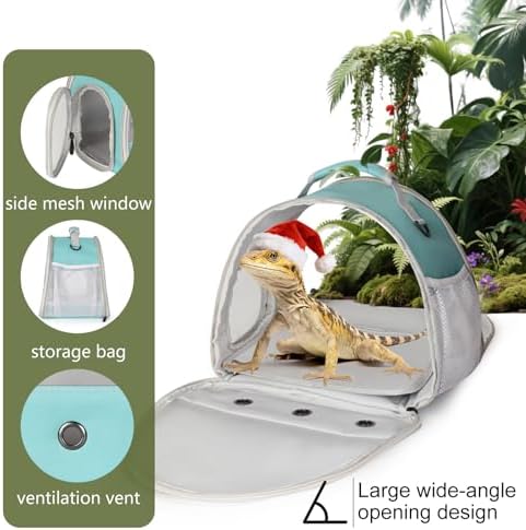 Guinea Pig Carrier,Guinea Pig Carrier for 2,Ventilation Carrier for Bearded Dragon,Reptile Travel Carrier for Lizards Sugar Glider Hedgehog Rat Parrot Birds,Airline Approved Green - Image 3