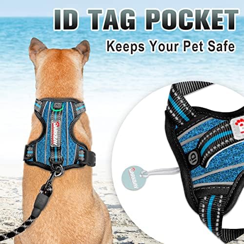 BARKBAY No Pull Dog Harness Large Step in Reflective Dog Harness with Front Clip and Easy Control Handle for Walking Training Running with ID tag Pocke(Blue/Black,M - Image 2