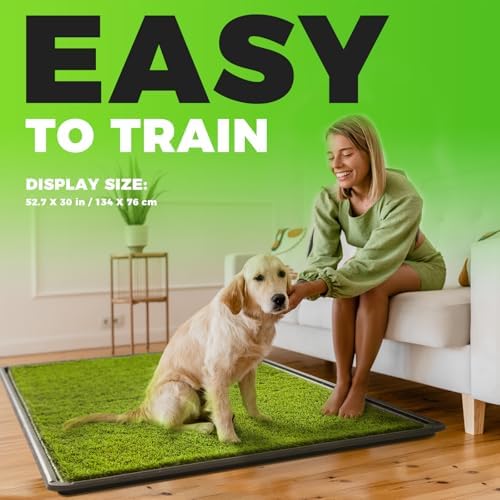Hompet Dog Grass Pad with Tray Large, 52.7"x30", 2 Reusable Artificial Turf for Dogs Potty, Waterproof Non-Slip Washable Pee Pads, Quickly Absorbency Portable Dog Litter Box for Indoor/Outdoor Use - Image 5