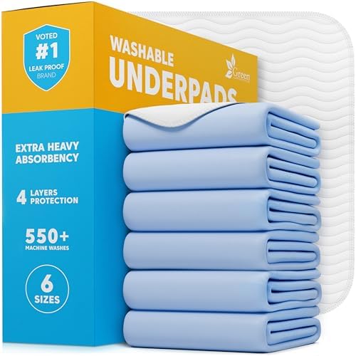 GREEN LIFESTYLE Washable Underpads - Large Bed Pads for use as Incontinence Bed Pads, Reusable Pet Pads, Great for Dogs, Cats, Bunny, Seniors Bed Pad (Pack of 6 - 30x34) by GreenLifeStyle
