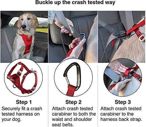 Kurgo Enhanced Strength Tru-Fit Dog Car Harness - Crash Tested for Safety - Broad Chest Plate - All Steel Nested Buckles - Includes Seatbelt Tether - Red - Small - Image 4