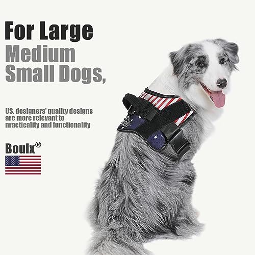 Bolux Dog Harness, No-Pull Reflective Dog Vest, Breathable Adjustable Pet Harness with Handle for Outdoor Walking - No More Pulling, Tugging or Choking (Flag, Medium) - Image 4