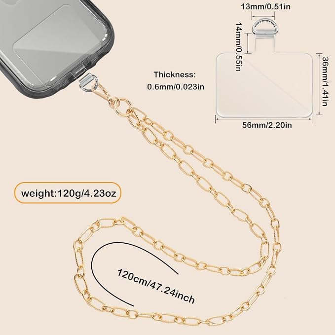 Crossbody Lanyard Strap, Durable Metal Cell Phone Chain With Tether Tab, Detachable Universal Lanyard Compatible With Most Phone Bags and Purses - Image 3