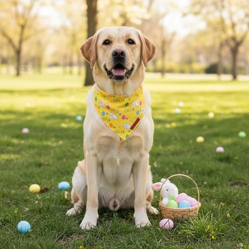 ADOGGYGO Easter Dog Bandana 2 Pack, Bunny Carrot Print Pet Scarf, Adjustable Fit Easter Bandanas for Extra Large Dogs (X-Large) - Image 3