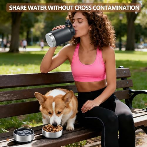 Cibaabo Insulated Dog Water Bottle 32oz Keep Water Cool with 2 Bowls - Image 5