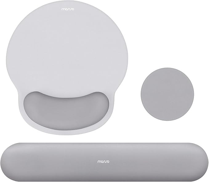 MOSISO Wrist Rest Support for Mouse Pad&Keyboard Set, Gray | Circle Curved Ergonomic Mousepad Non-Slip Base Home/Office Pain Relief&Easy Typing Pad with Soft Cloth&Silicone Lining by MOSISO