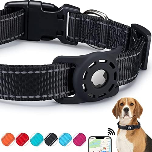 Reflective Dog Collar, Compatible with AirTag, Nylon Pet Cat Puppy Collar for Small, Medium, Large, and Extra Large Dogs by Animire