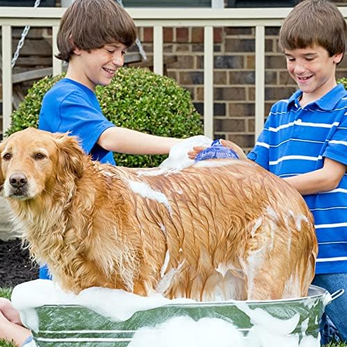 Dog Grooming Brush, Lilpep Pet Shampoo Bath Brush Soothing Massage Rubber Comb with Adjustable Ring Handle for Long Short Haired Dogs and Cats (Blue+Green, pack of 4) - Image 3