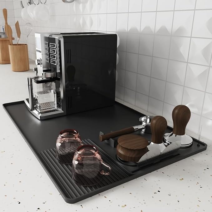 Coffee Mat, Coffee Maker Mat for Kitchen Counter with Tamping Mat, 40x60cm Silicone Coffee Bar Pad, Anti-Slip, Heat Resistant Pad for Espresso Machines, Dinner Plates, Ice Cream Machines by Cadetian