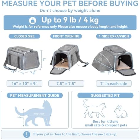 Petsfit Small Expandable Cat Carrier for Air Travel, Up to 9 lb - Image 2