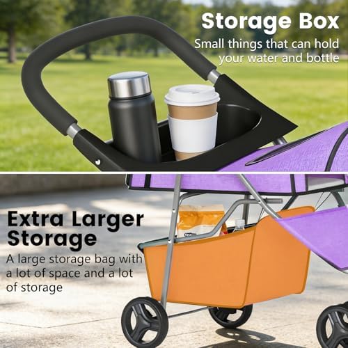 BestPet | 3-Wheel Pet Stroller | Purple | Foldable Dog and Cat Stroller - Image 5