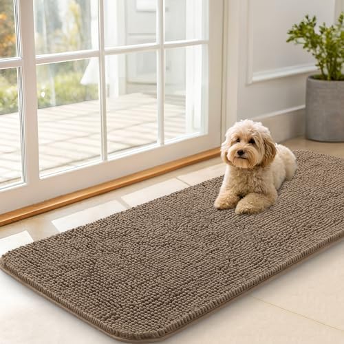 OLANLY Dog Door Mat for Muddy Paws 47x20, Super Absorbent Chenille Mud Mat by OLANLY