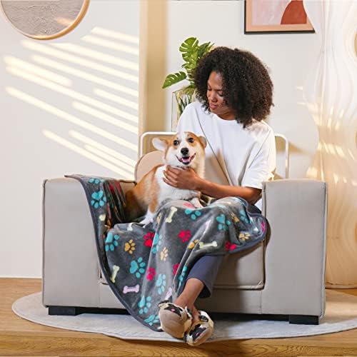 Luciphia 1 Pack 3 Blankets Fluffy Premium Fleece Pet Blanket Flannel Paw Printed Throw for Dog Cat(Large 41x31'', Grey) - Image 6