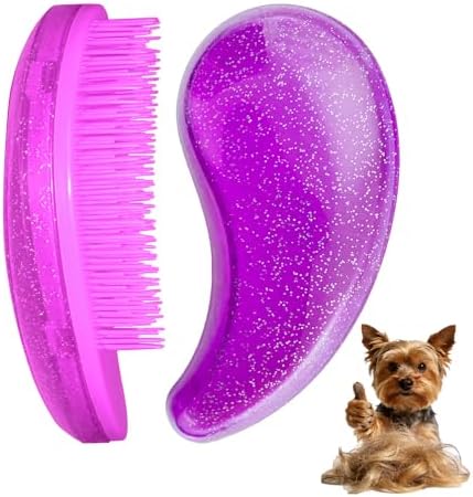 Small Dog Brush, Skin-friendly Soft Bristles (Glitter Rose Red) by MAEELOU